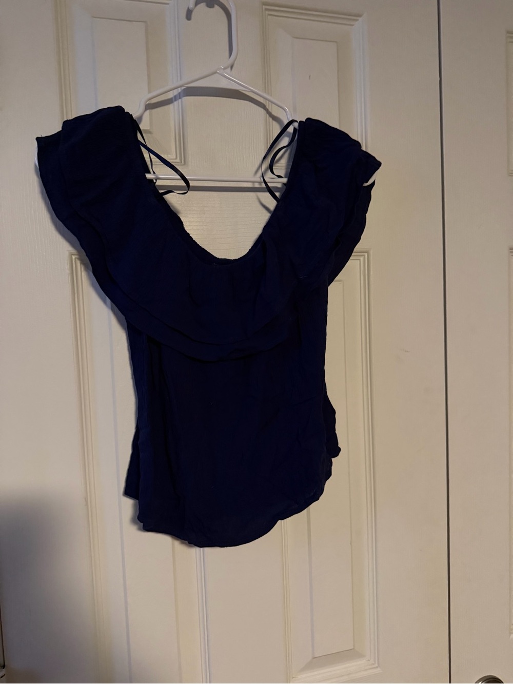 one clothing Navy Ruffle Off-Shoulder Camisole